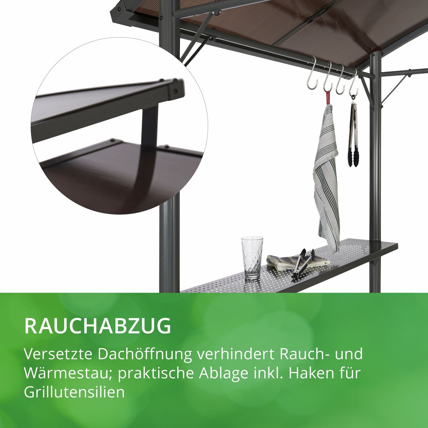 Leco Profi Grillpavillon Pavillon Garten Terrasse Grill Überdachung mit Ablagen