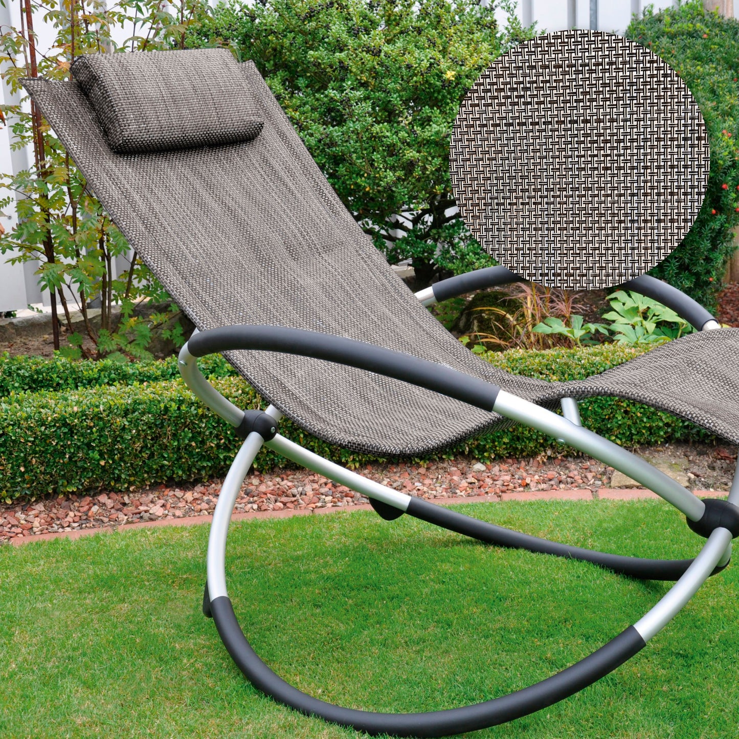 Leco Schaukelstuhl grau Sonnenliege Gartenstuhl Gartenliege Garten Stuhl Liege
