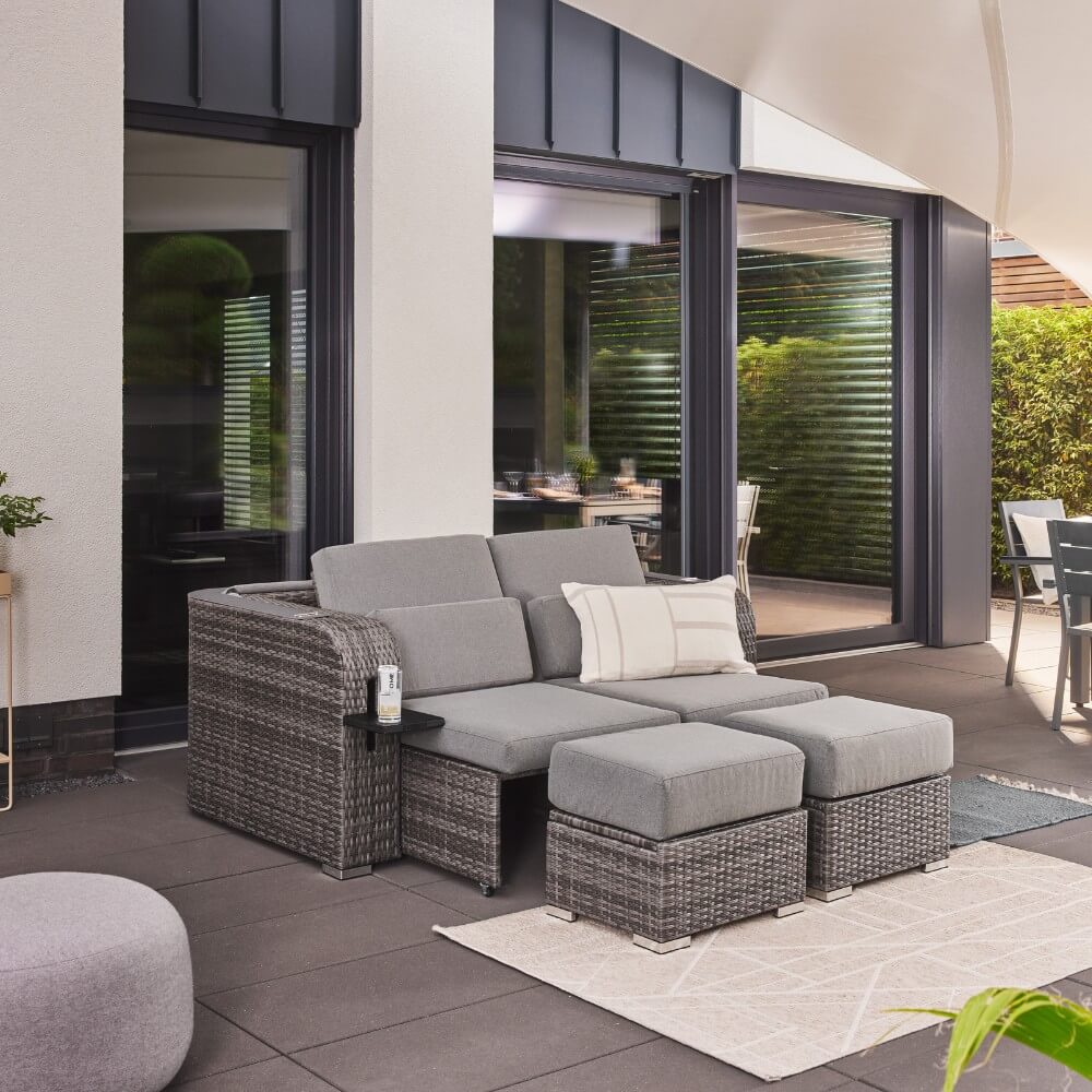 Strandkorb Relaxa Sonnenliege Gartenliege Gartenmöbel Liege Sofa Lounge grau