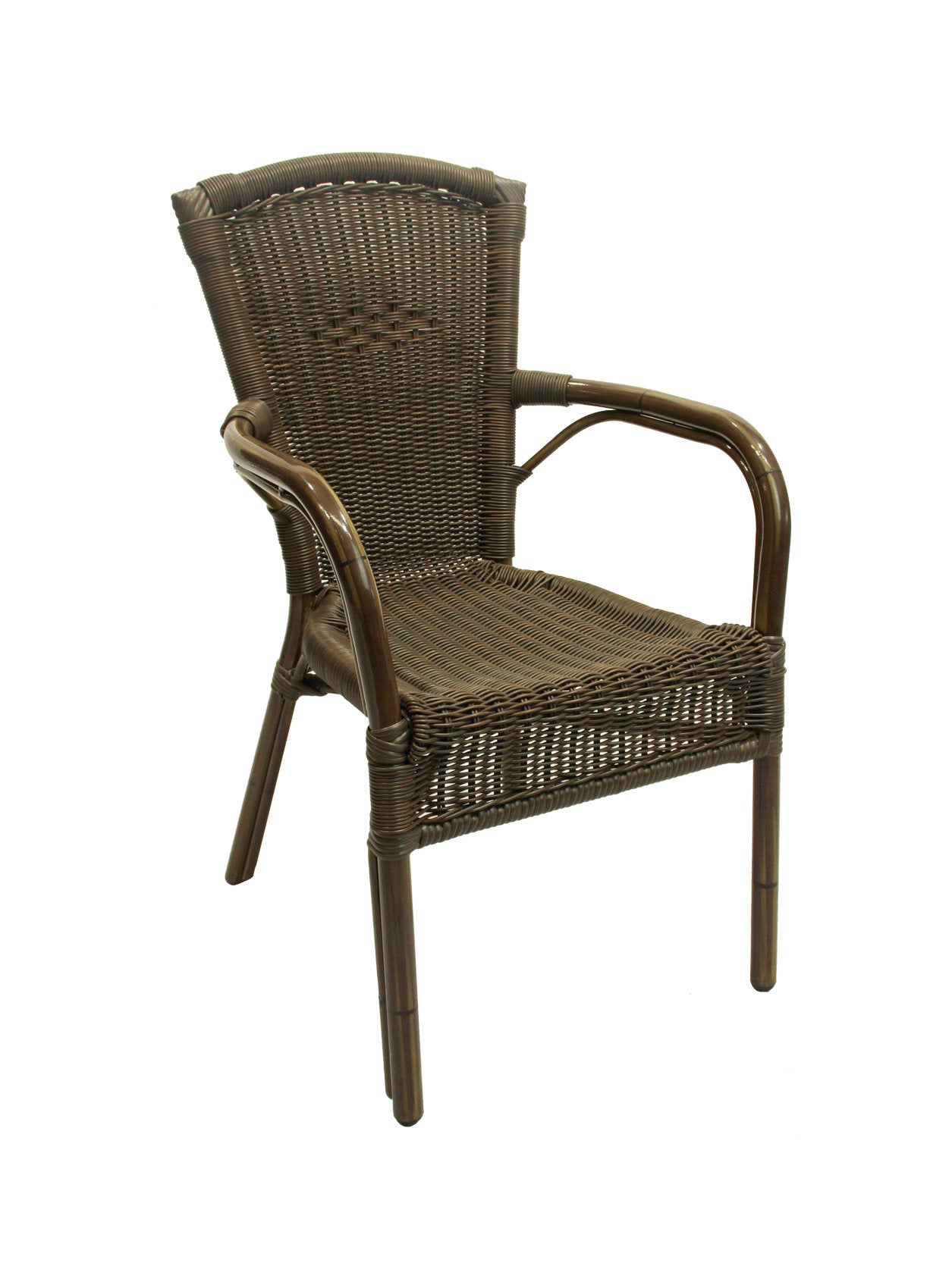 4x KONWAY® COLOMBO Stapelsessel Braun Premium Polyrattan Garten Sessel Stuhl Set