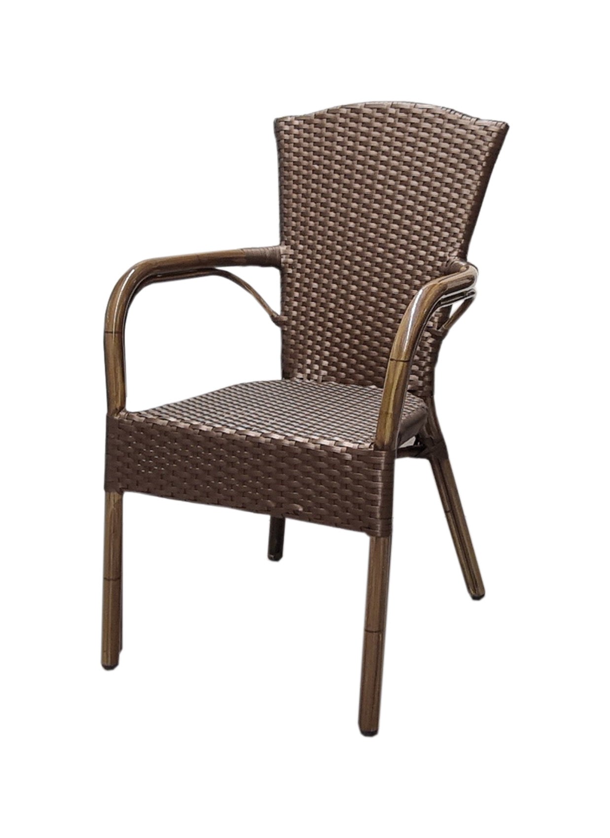 4x KONWAY® COLOMBO Stapelsessel Mokka Premium Polyrattan Garten Sessel Stuhl Set
