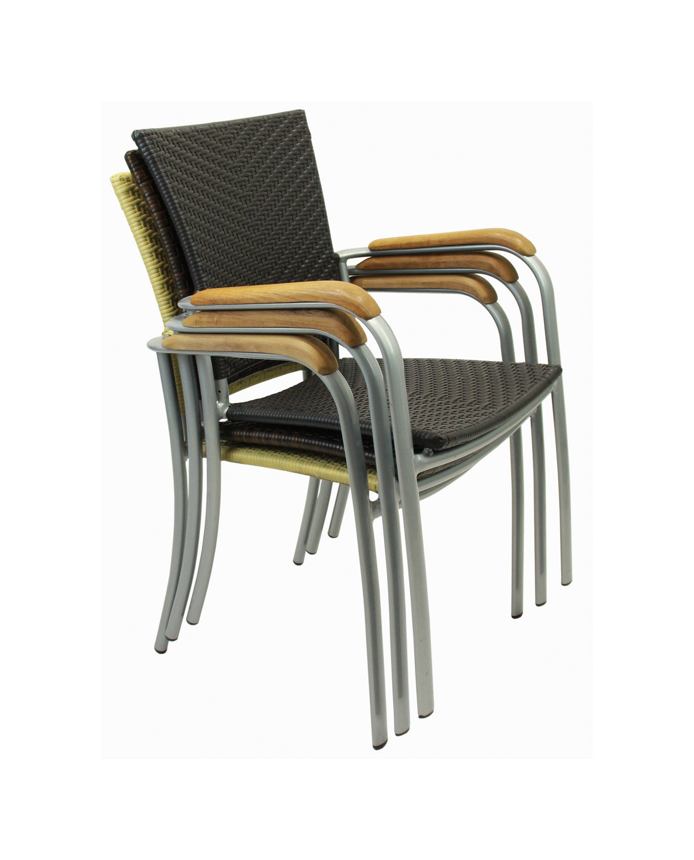 4x KONWAY® ARUBA Stapelsessel Schwarz Premium Polyrattan Garten Sessel Stuhl Set