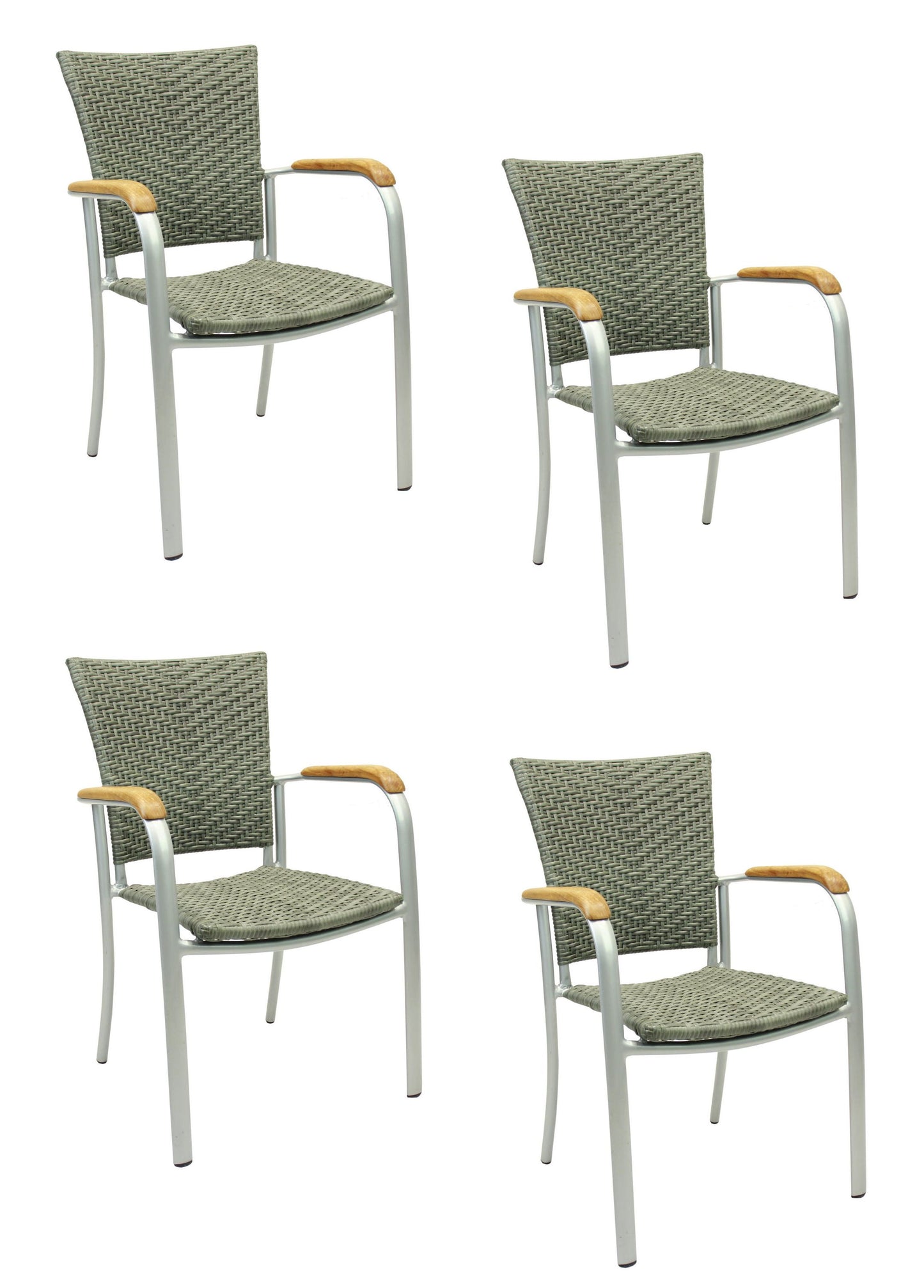 4x KONWAY® ARUBA Stapelsessel Quarz Premium Polyrattan Garten Sessel Stuhl Set