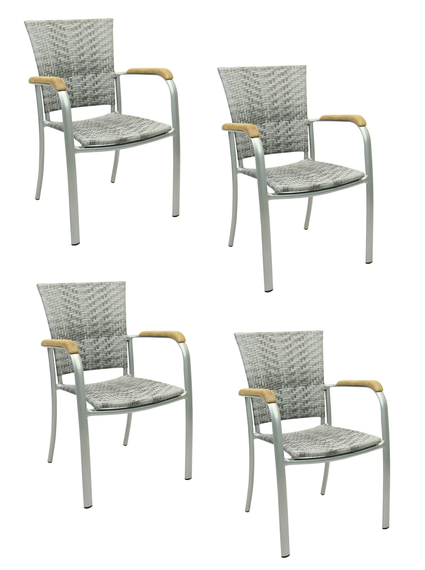 4x KONWAY® ARUBA Stapelsessel Granit Premium Polyrattan Garten Sessel Stuhl Set