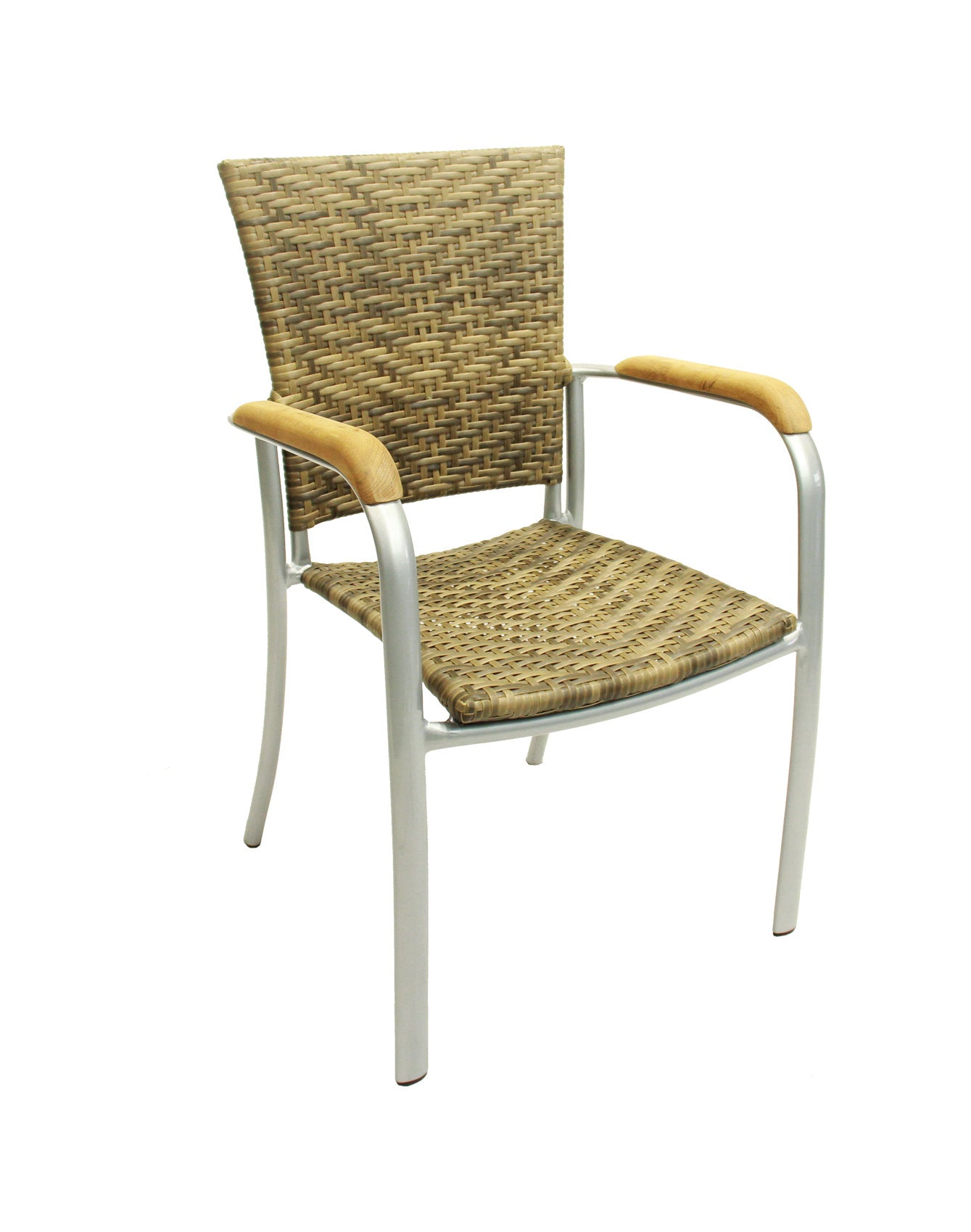 4x KONWAY® ARUBA Stapelsessel Elfenbein Polyrattan Garten Sessel Stuhl Set beige
