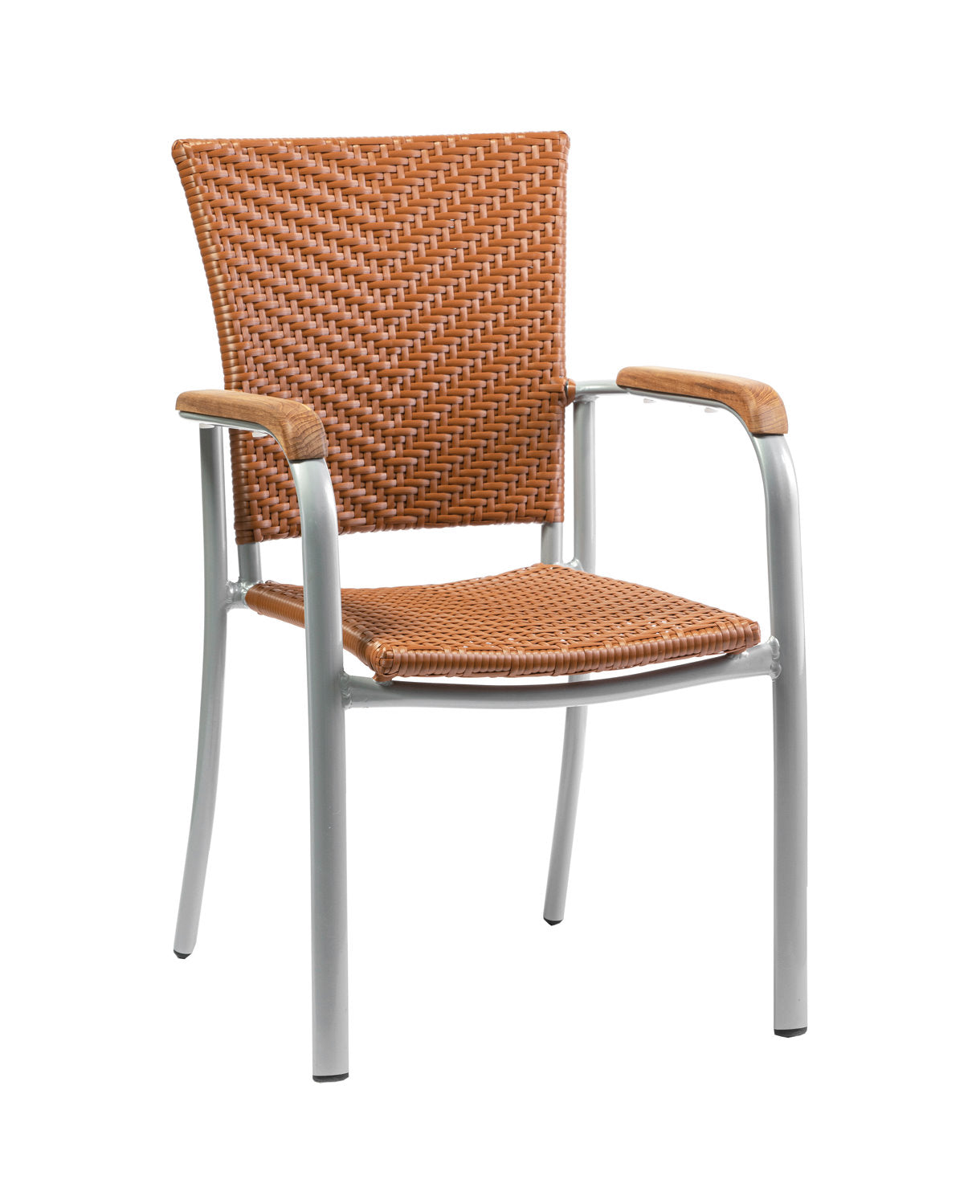 4x KONWAY® ARUBA Stapelsessel Braun Premium Polyrattan Garten Sessel Stuhl Set