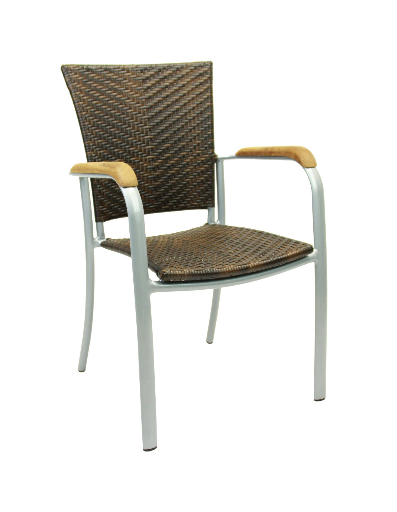 4x KONWAY® ARUBA Stapelsessel Lederlook Polyrattan Garten Sessel Stuhl Set braun