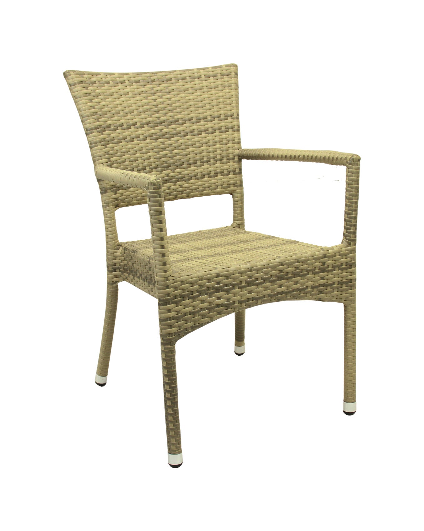 4x KONWAY® ROM Stapelsessel Elfenbein Premium Polyrattan Garten Sessel Stuhl Set