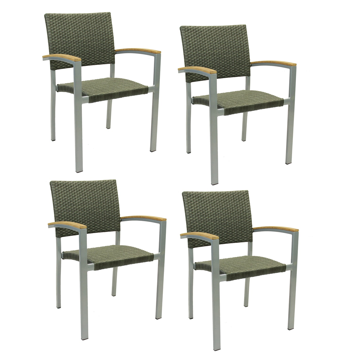 4x KONWAY® BORNEO Stapelsessel Quarz Premium Polyrattan Garten Sessel Stuhl Set