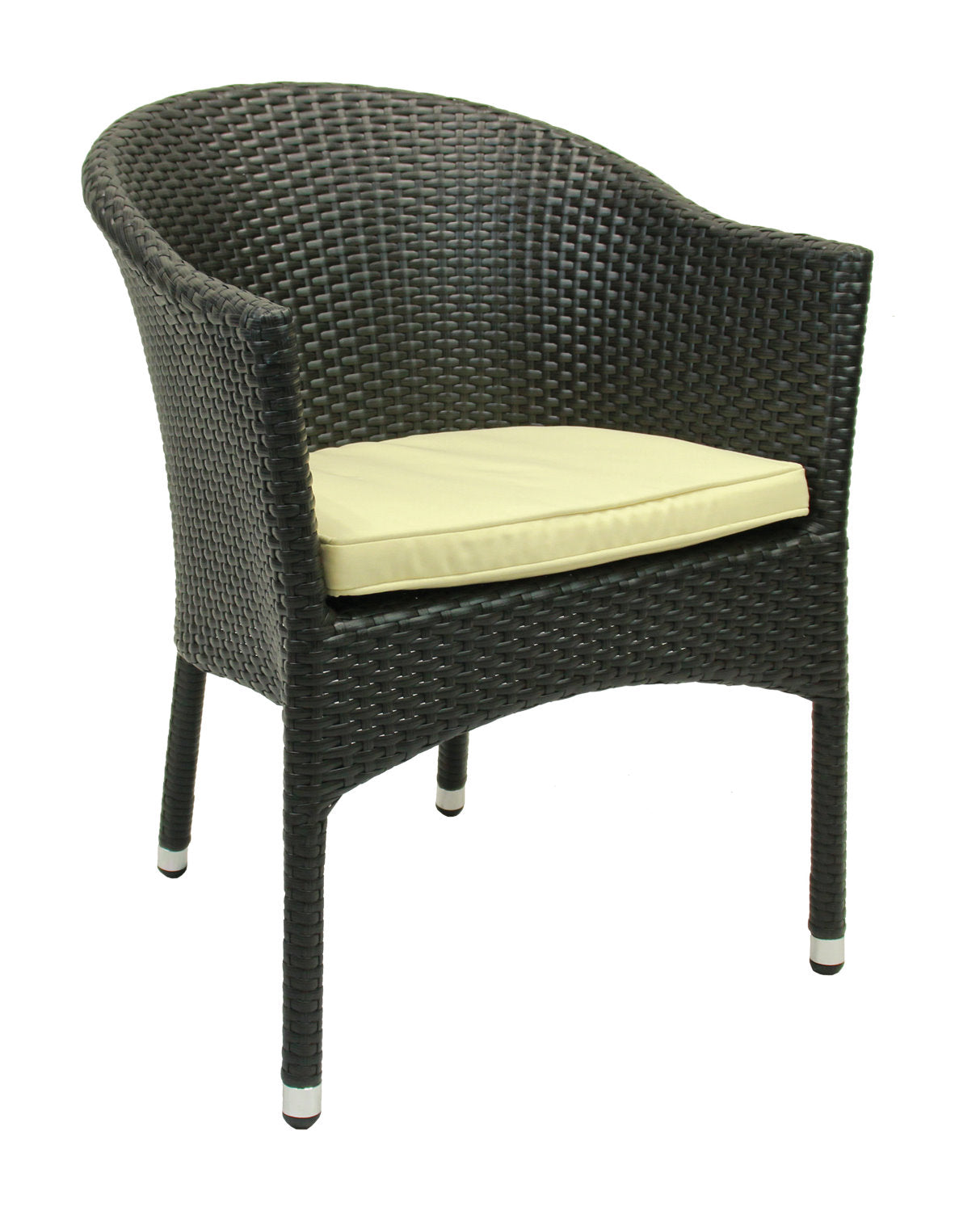4x Konway LUGANO Stapelsessel Schwarz Kissen Polyrattan Garten Sessel Stühle Set
