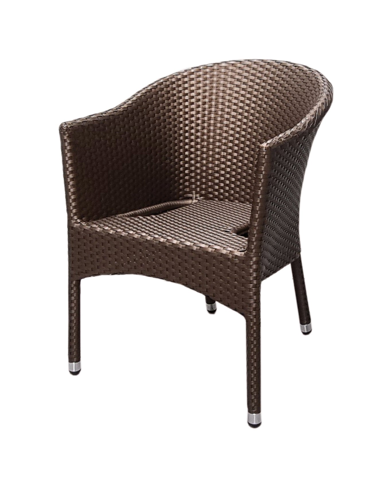4x KONWAY® LUGANO Stapelsessel Mokka + Kissen Polyrattan Garten Sessel Stuhl Set