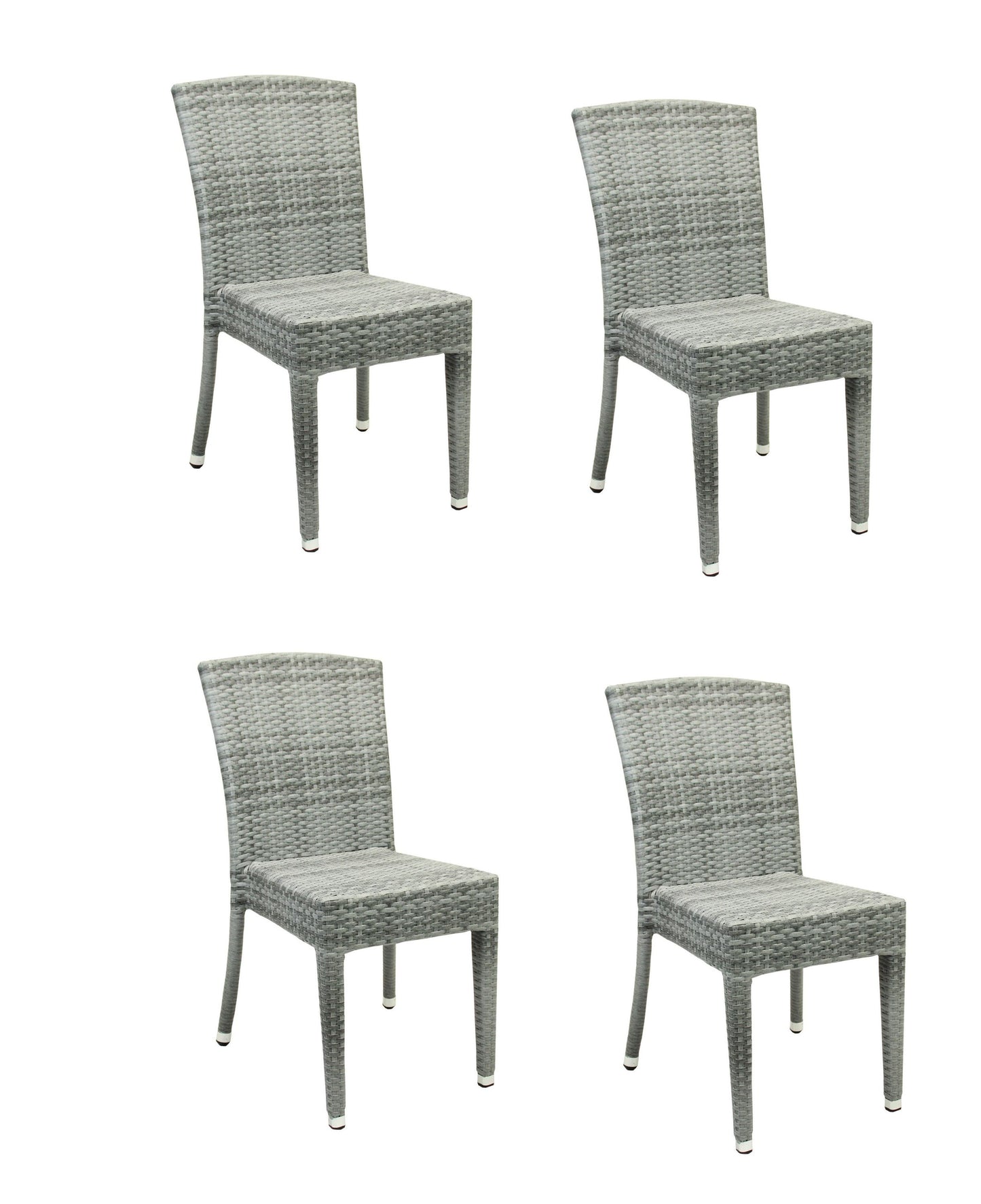 4x KONWAY® MAUI Stapelstuhl Granit Polyrattan Garten Sessel Stuhl Set stapelbar
