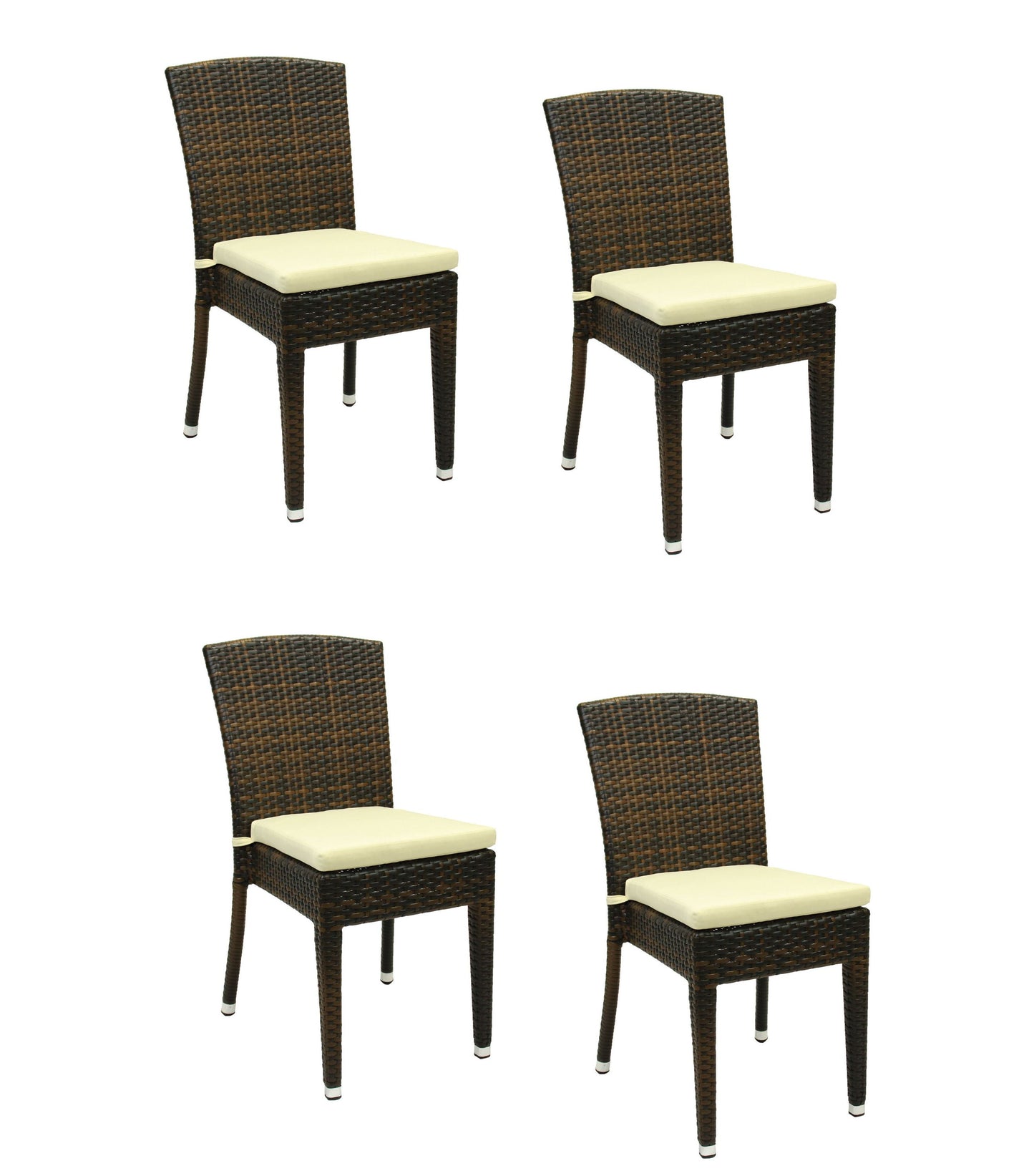 4x KONWAY® MAUI Stapelstuhl Lederlook Polyrattan Garten Sessel Set stapelbar
