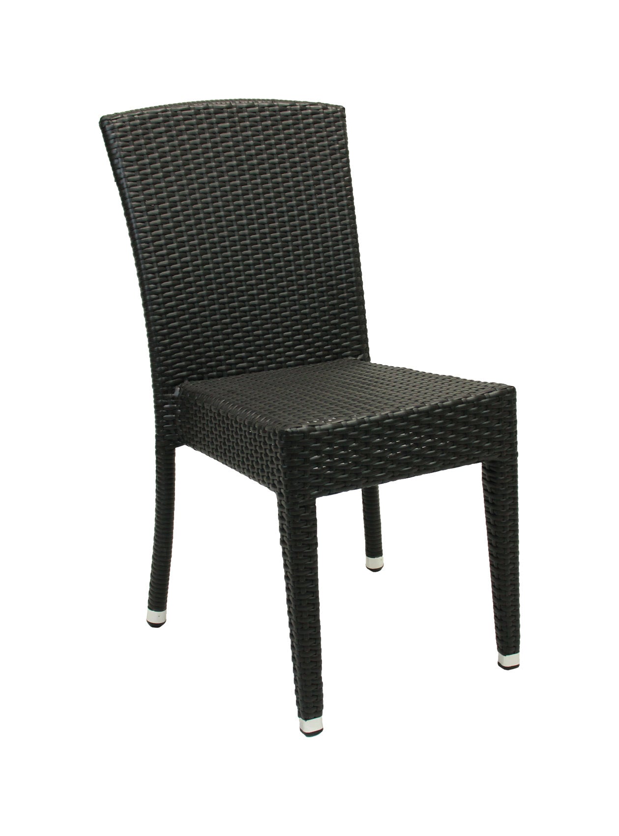 4x KONWAY® MAUI Stapelstuhl Schwarz Polyrattan Garten Sessel Stuhl Set stapelbar