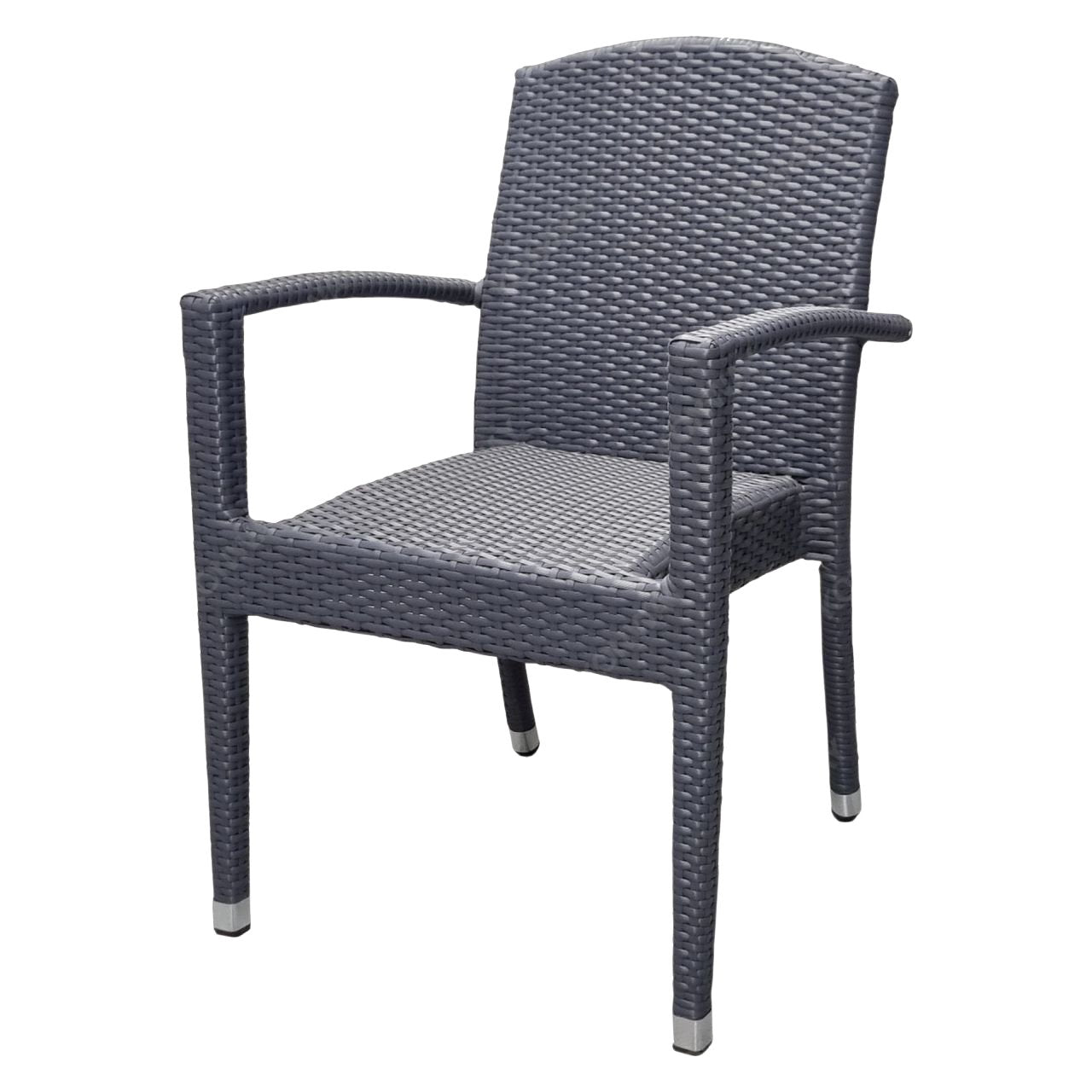 4x KONWAY® MAUI Stapelsessel Schiefergrau Polyrattan Garten Sessel Stuhl Set