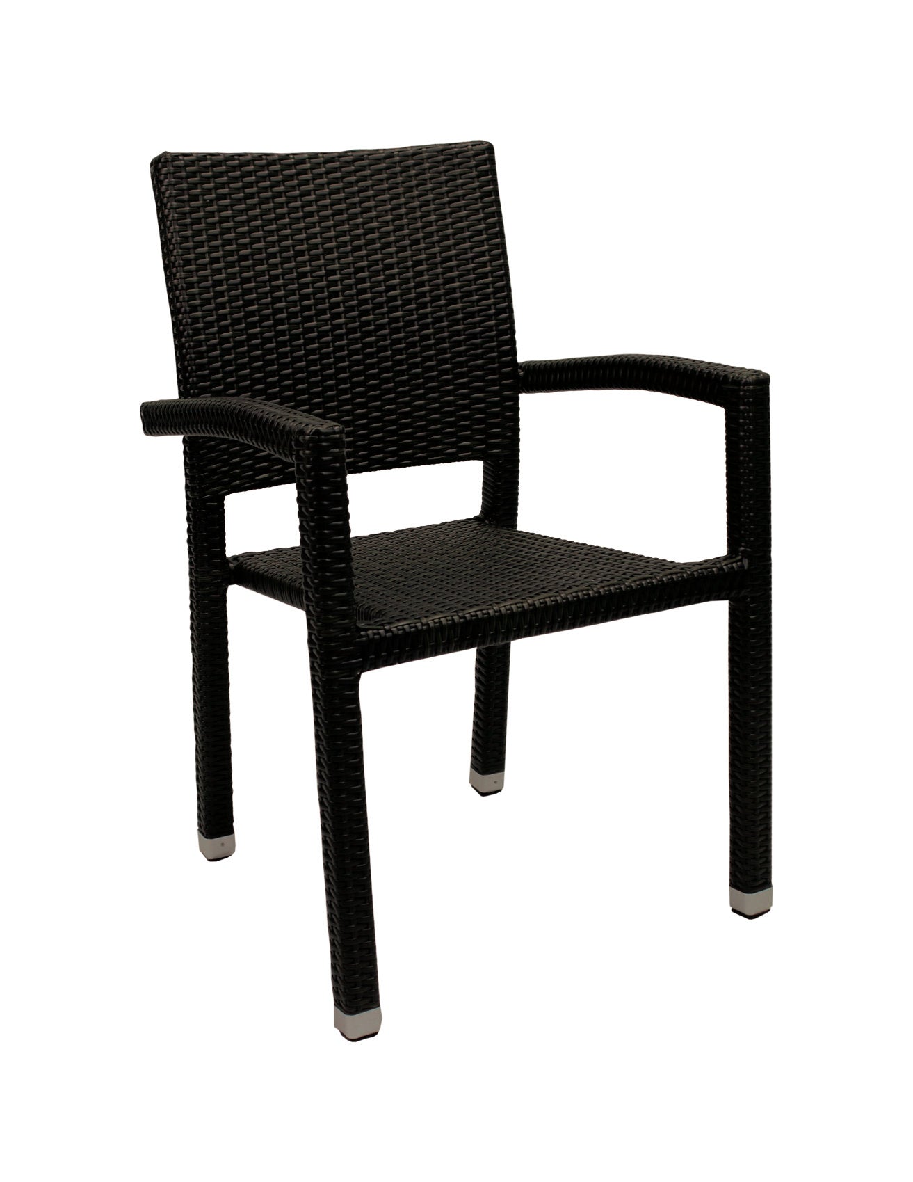 4x KONWAY® PORTO Stapelsessel Schwarz Premium Polyrattan Garten Sessel Stuhl Set