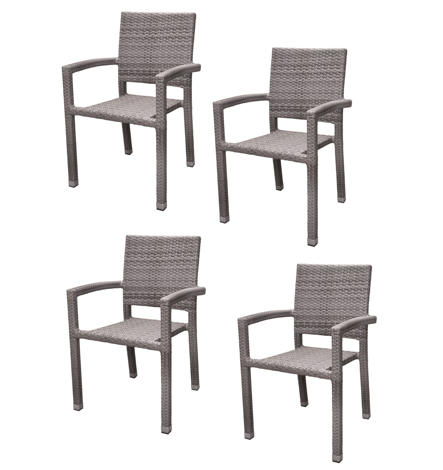 4x KONWAY® PORTO Stapelsessel Granit Premium Polyrattan Garten Sessel Stuhl Set