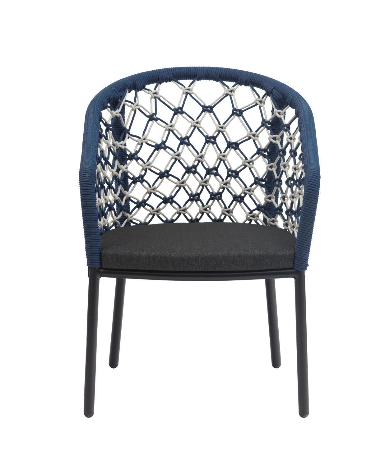 4x KONWAY® MARBELLA Alu Gastro Sessel BLAU / Weiß Garten Stapelstuhl Stuhl Set