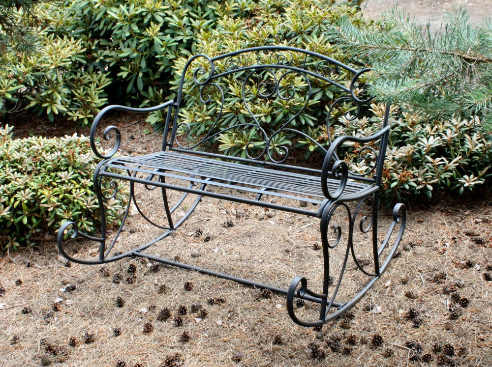 Schaukelbank Metall Gartenbank Sitzbank Parkbank Schaukelstuhl Bank schwarz