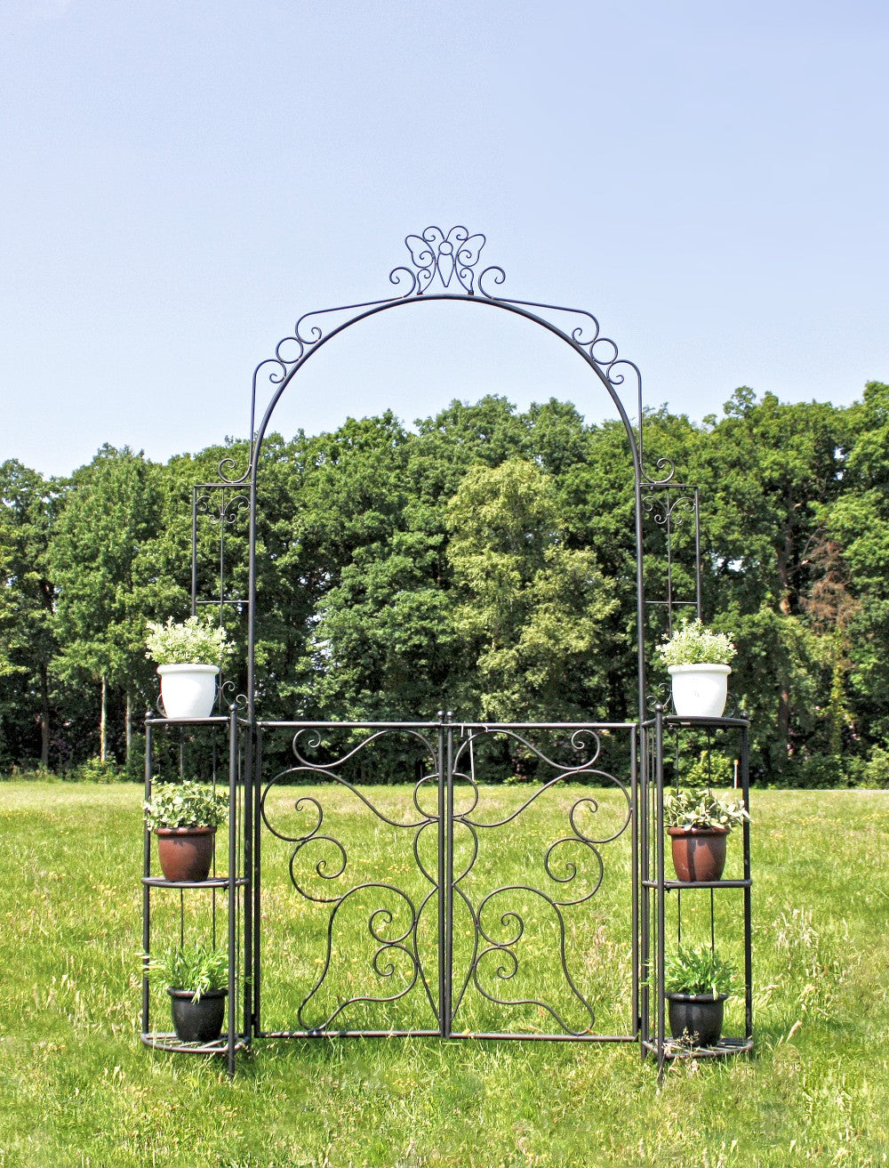 Garden Pleasure Metall Rosenbogen Tor Rankhilfe Pforte Antik Optik schwarz