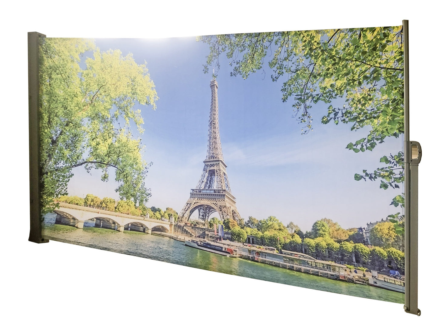 Seitenmarkise Motiv Paris silbergrau 160x300 Markise Seite Balkon Sichtschutz