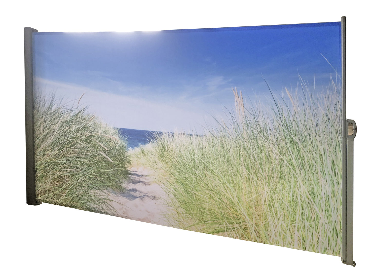 Seitenmarkise Motiv Nordseeküste grau 160x300 Markise Seite Balkon Sichtschutz