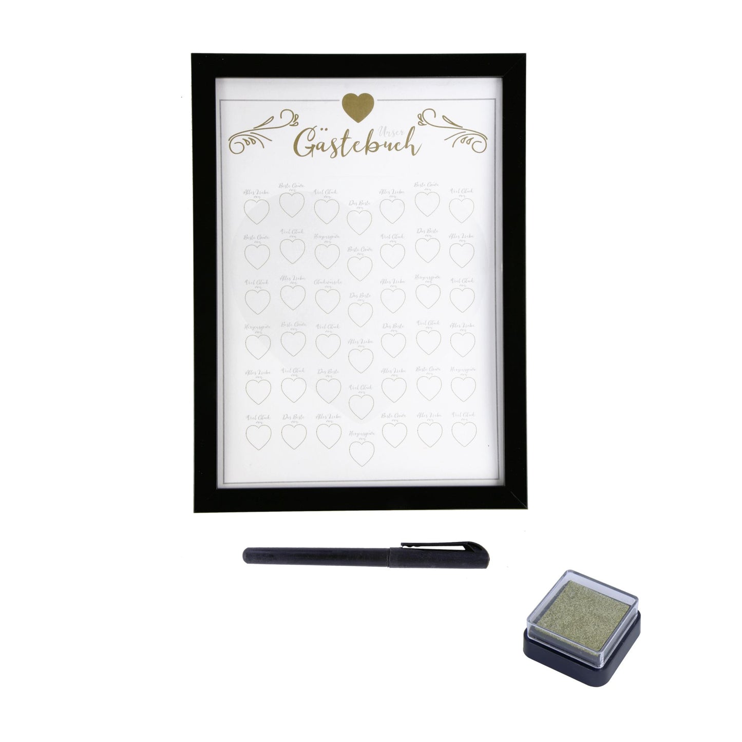 Gästebuch Rahmen mit Fingerabdruck Stempelkissen Bilderrahmen Hochzeit Geschenk