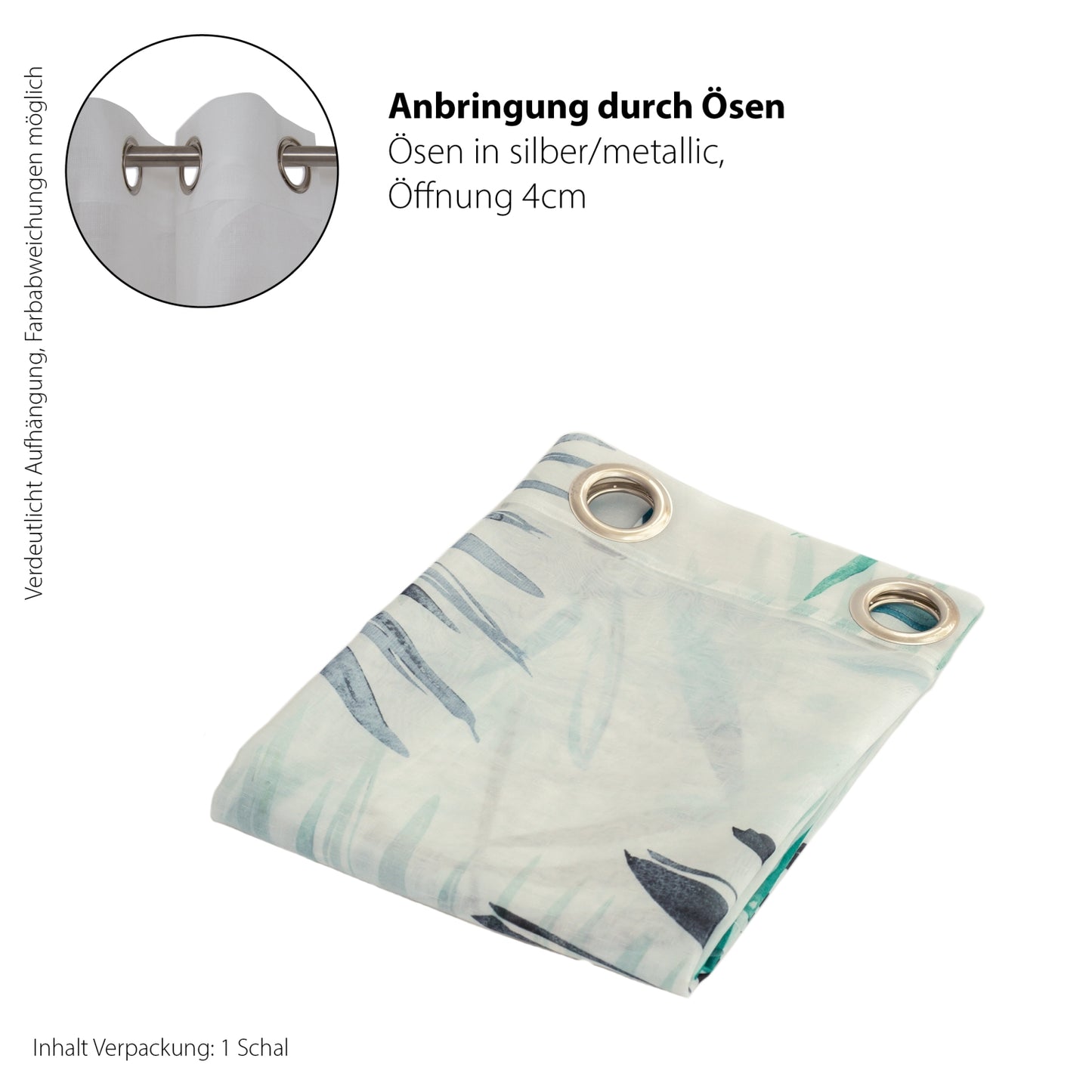 Homing Ösenschal Jane 140x245cm grün-petrol Vorhang Wohnzimmer Schlafzimmer