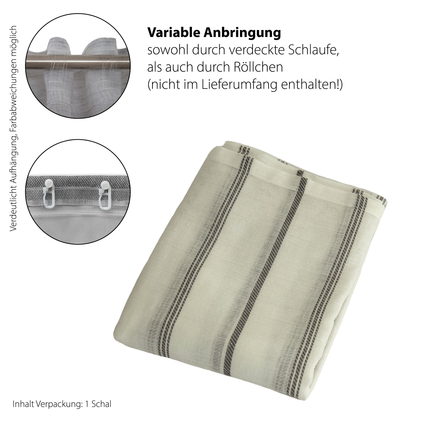 Homing Verdeckter Schlaufenschal 140x245cm grau Vorhang Wohnzimmer Schlafzimmer