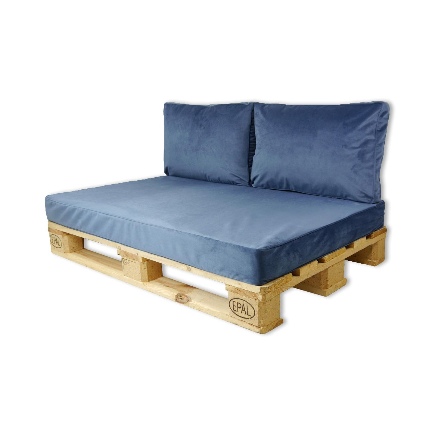 Palettenkissen 120x80 cm Blau / Safier Blue | Outdoor Velvet Stoff