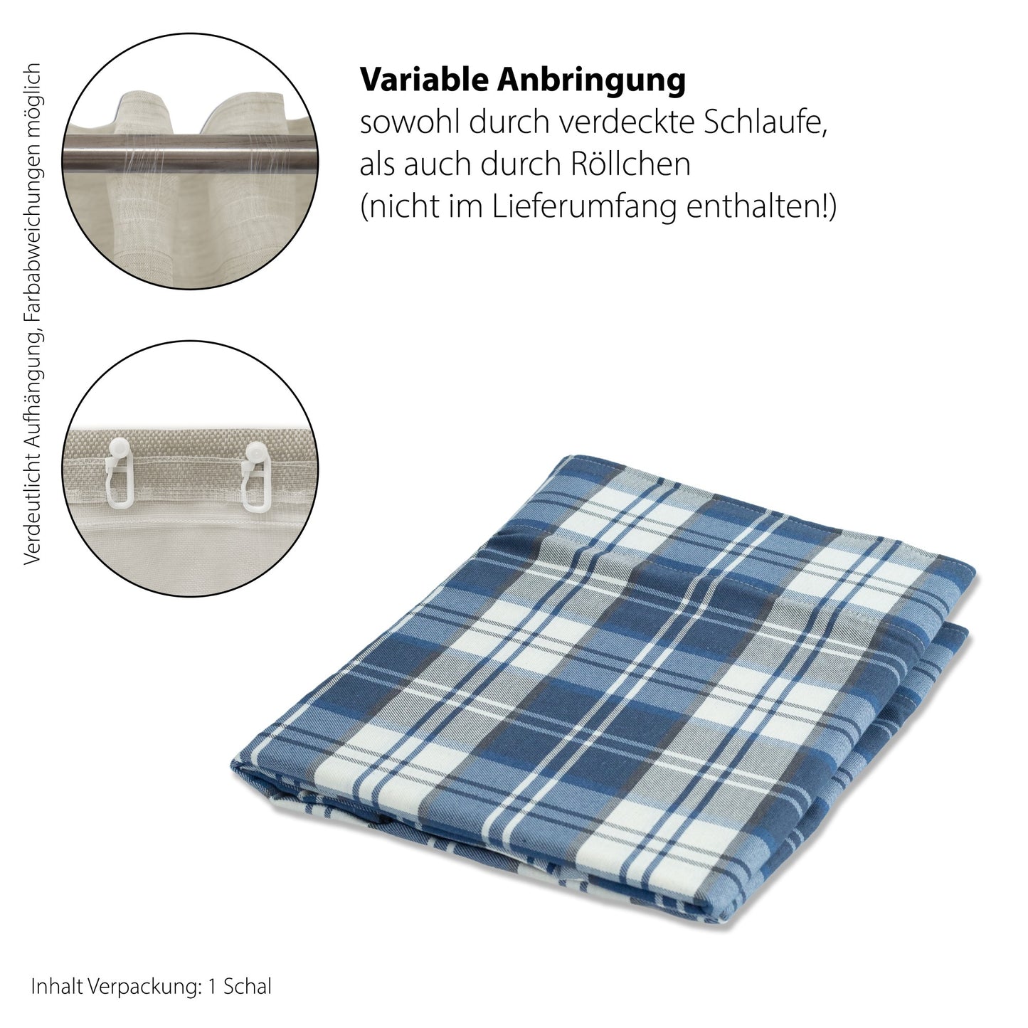 Schlaufenvorhang Aiko blau 140x245 Vorhang Wohnzimmer Schlafzimmer Kinderzimmer
