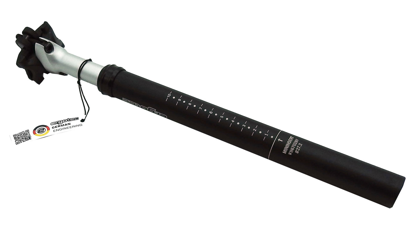 Federsattelstütze 100 Kg ERGOTEC SP-7.0 Sattelstütze gefedert Alu Ø 27,2 - 31,8