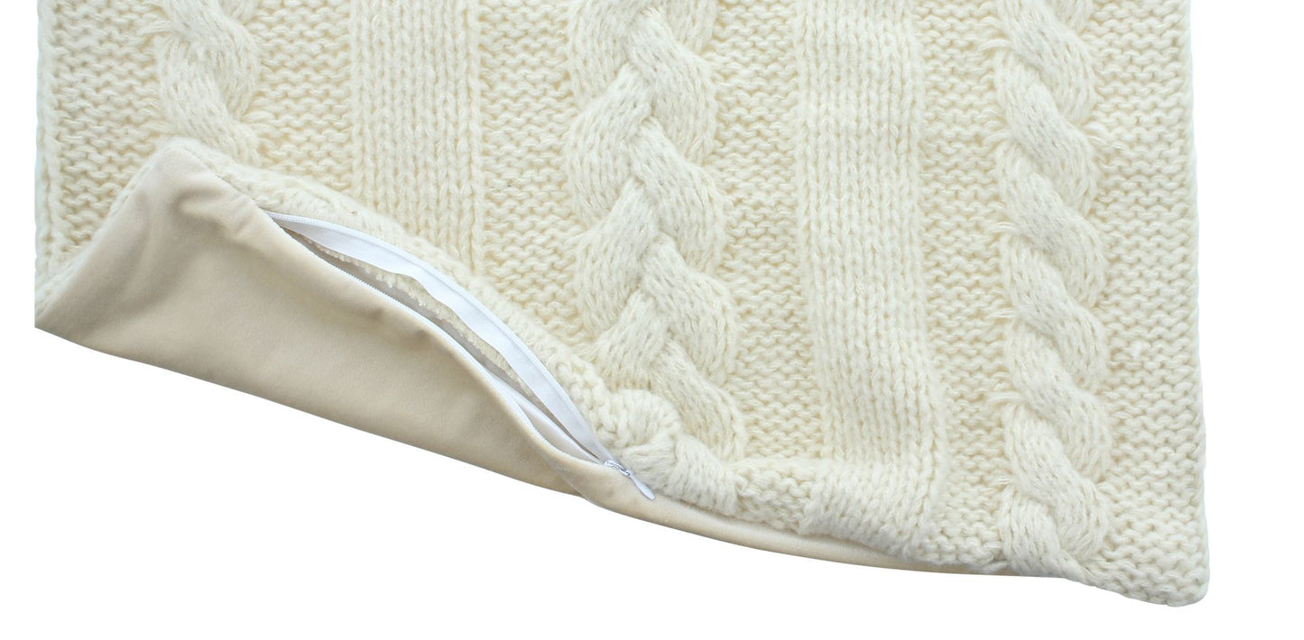 Kissenbezug Kissenhülle Dekokissen Kissen Bezug Strickmuster 45x45cm beige Deko