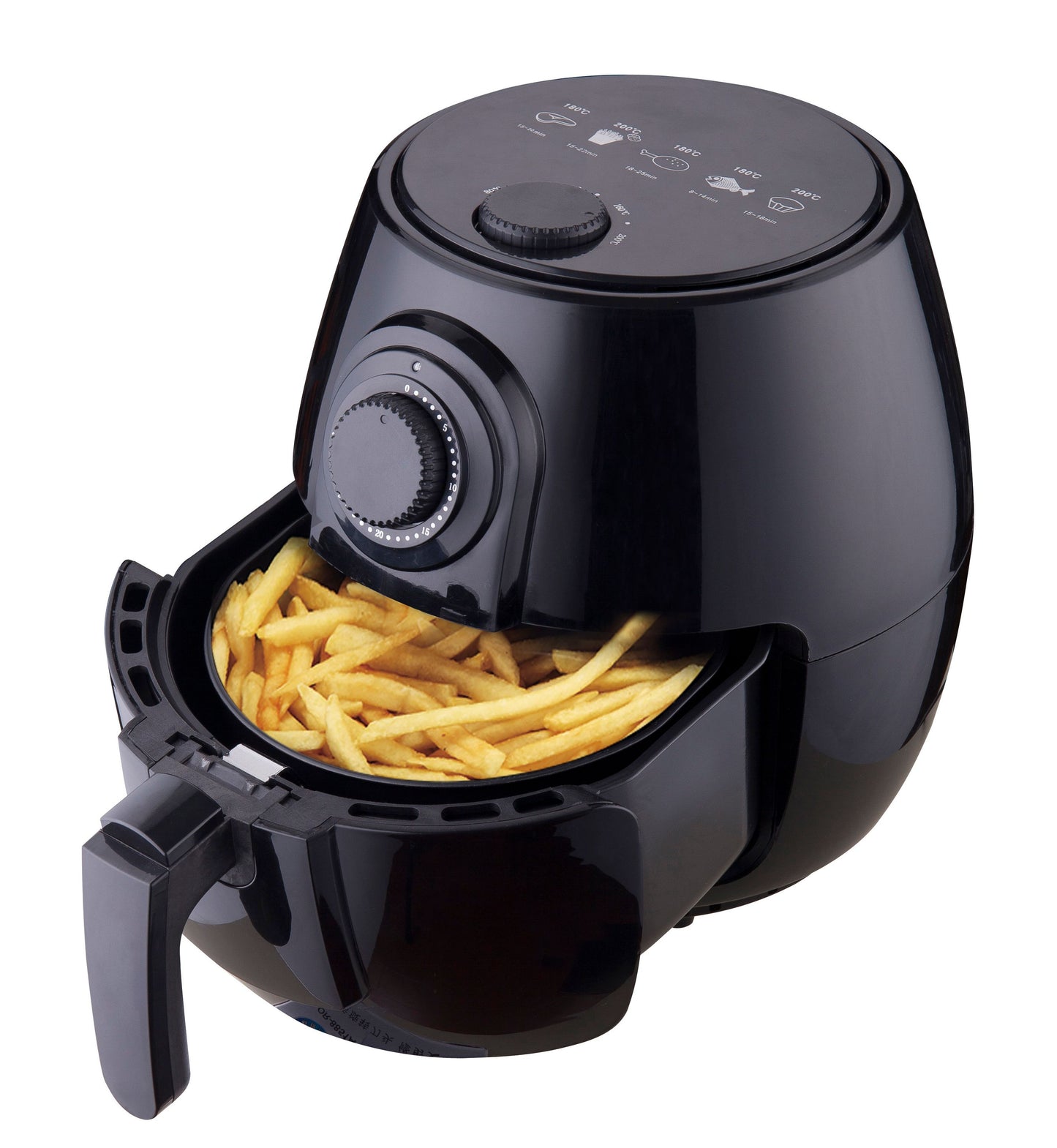 Heißluft Fritteuse 3,5L 1400W Fettfrei Airfryer Küchenmaschine Friteuse schwarz
