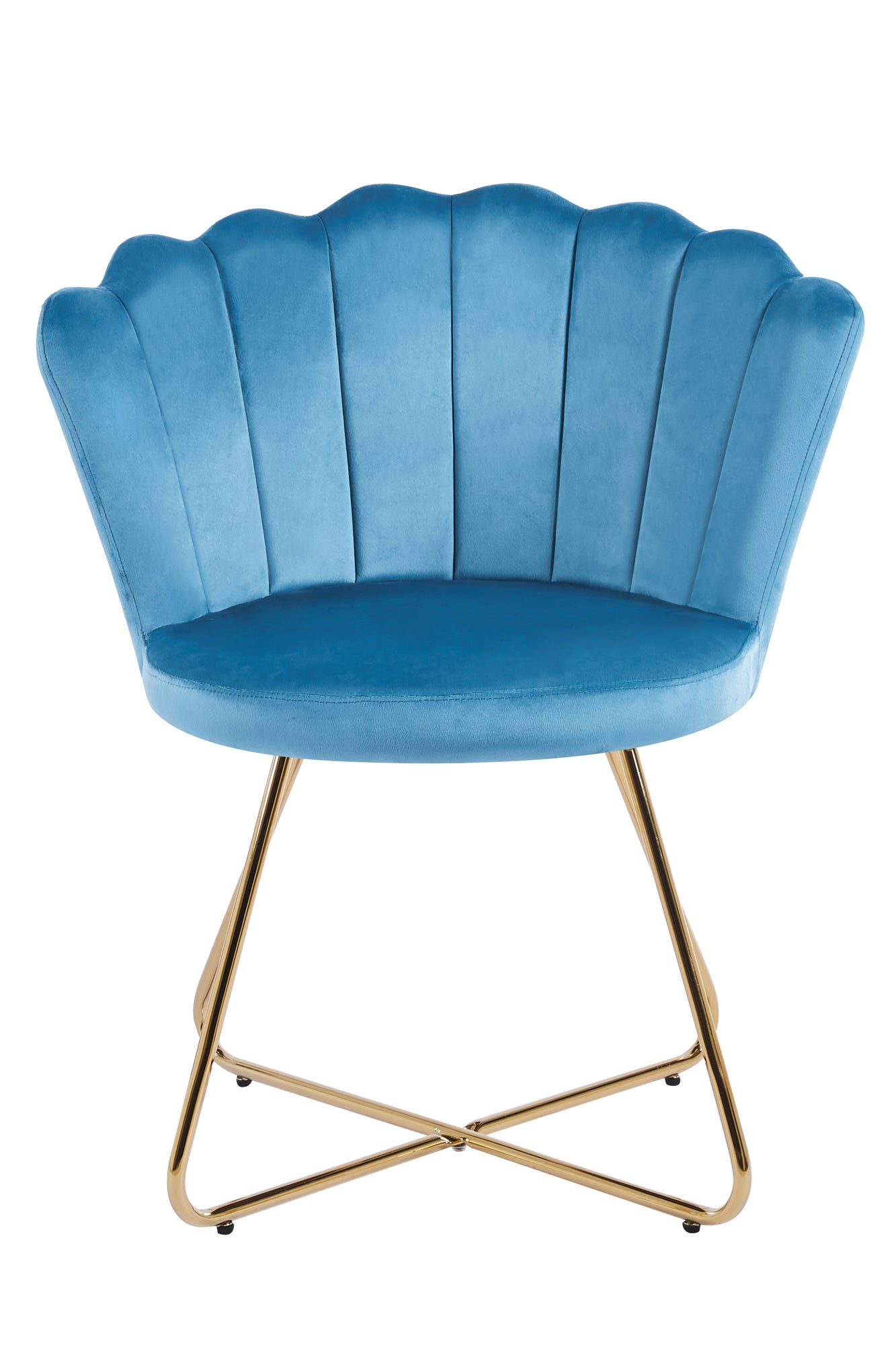 Muschelstuhl Samt 2er Set Blau Polsterstuhl Esszimmerstuhl Küche Stuhl Stühle