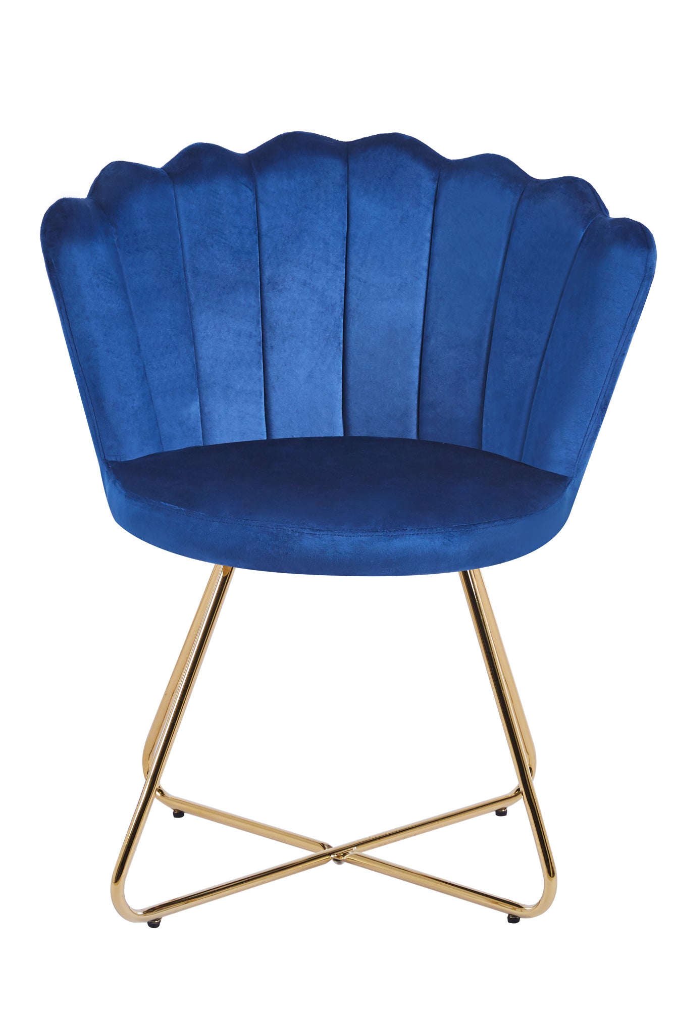 Muschelstuhl Samt 2er Set blau Polsterstuhl Esszimmerstuhl Küche Stuhl Stühle