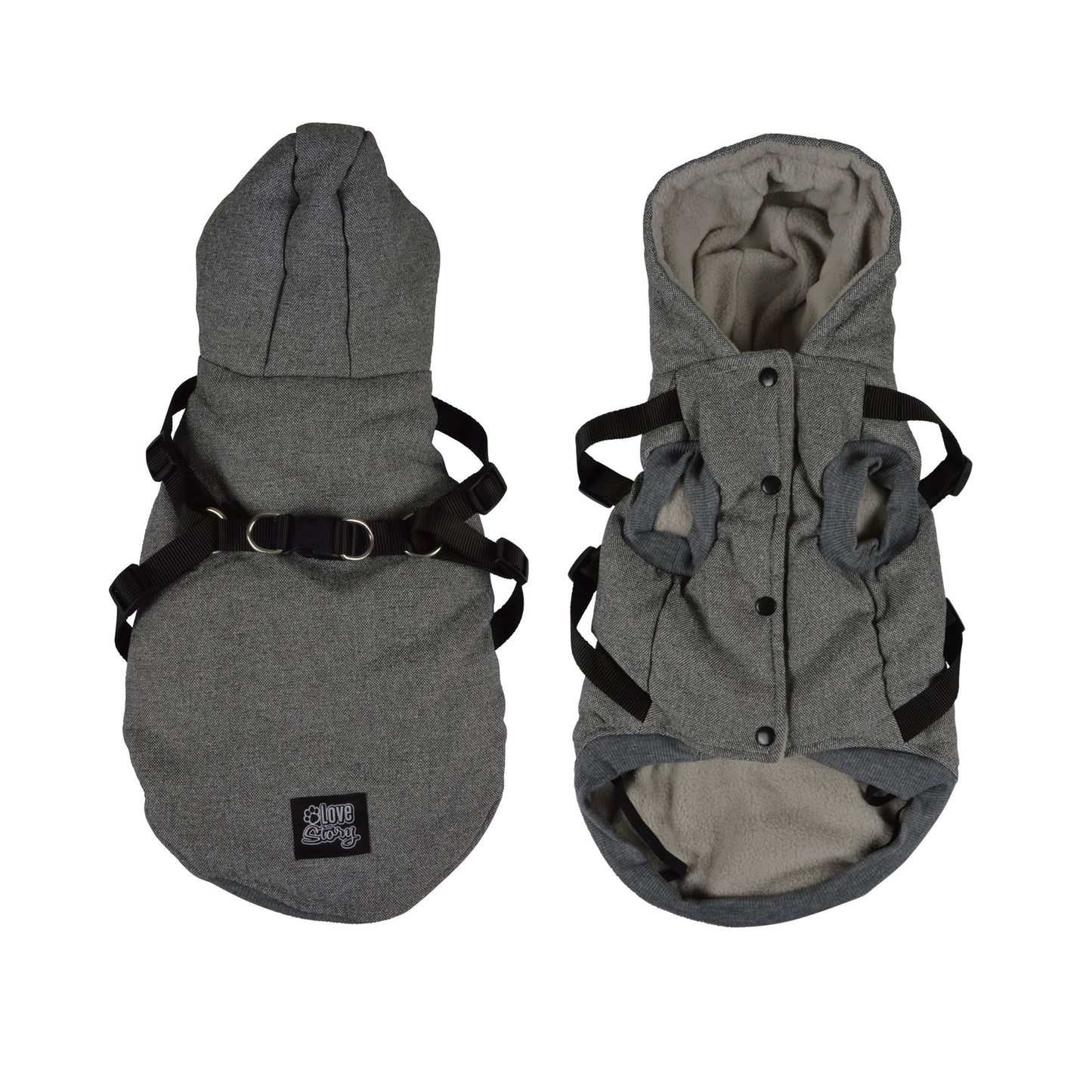 Hunde Mantel mit Gurt Winterjacke Hundemantel Hundebekleidung Mantel Jacken grau