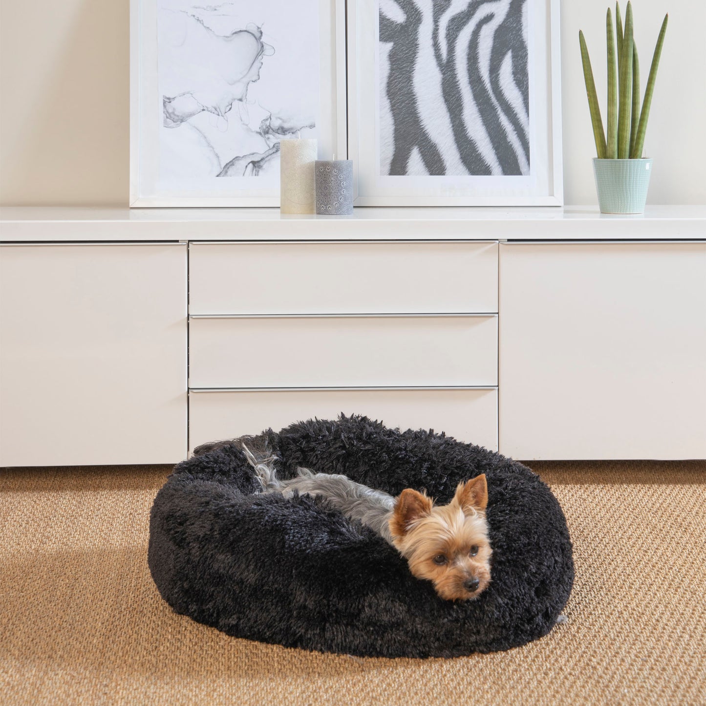 Plüsch Hundebett 55cm Katzenbett Hunde Kissen Hundekorb Schlafplatz Hund Katze