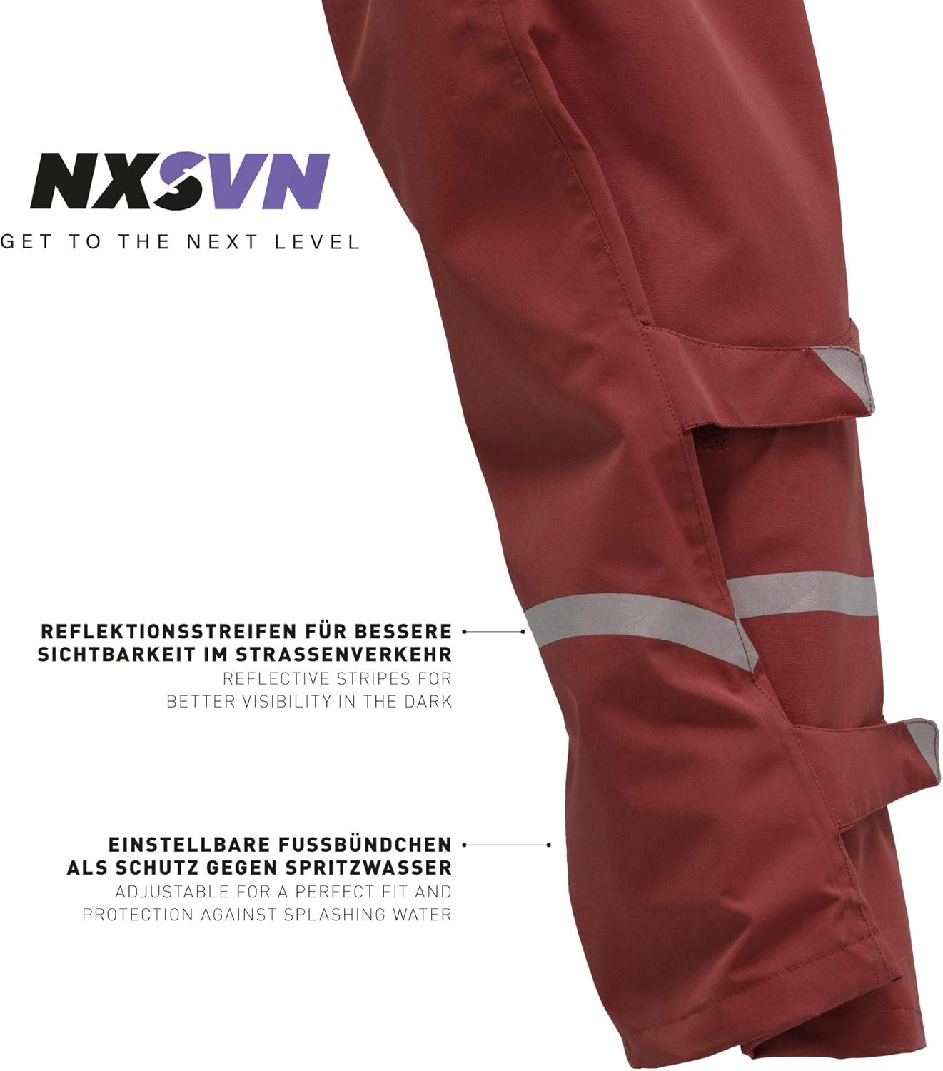 RUBBERNECK NXSVN Regenhose Unisex wasserdicht atmungsaktiv bequem rot Größe M