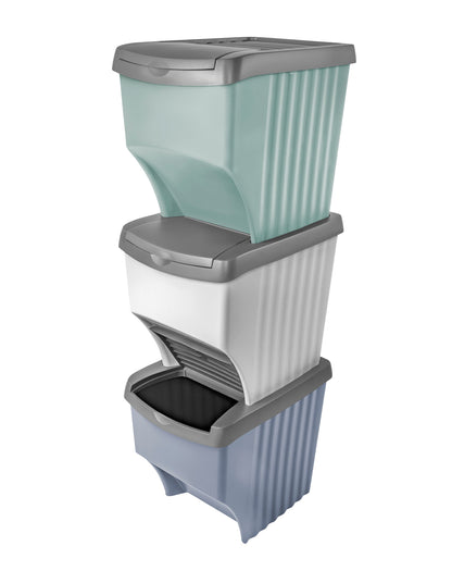 3er Set Mülltrennung Sortierer Müllbehälter Abfall Bio Müll Eimer Papierkorb