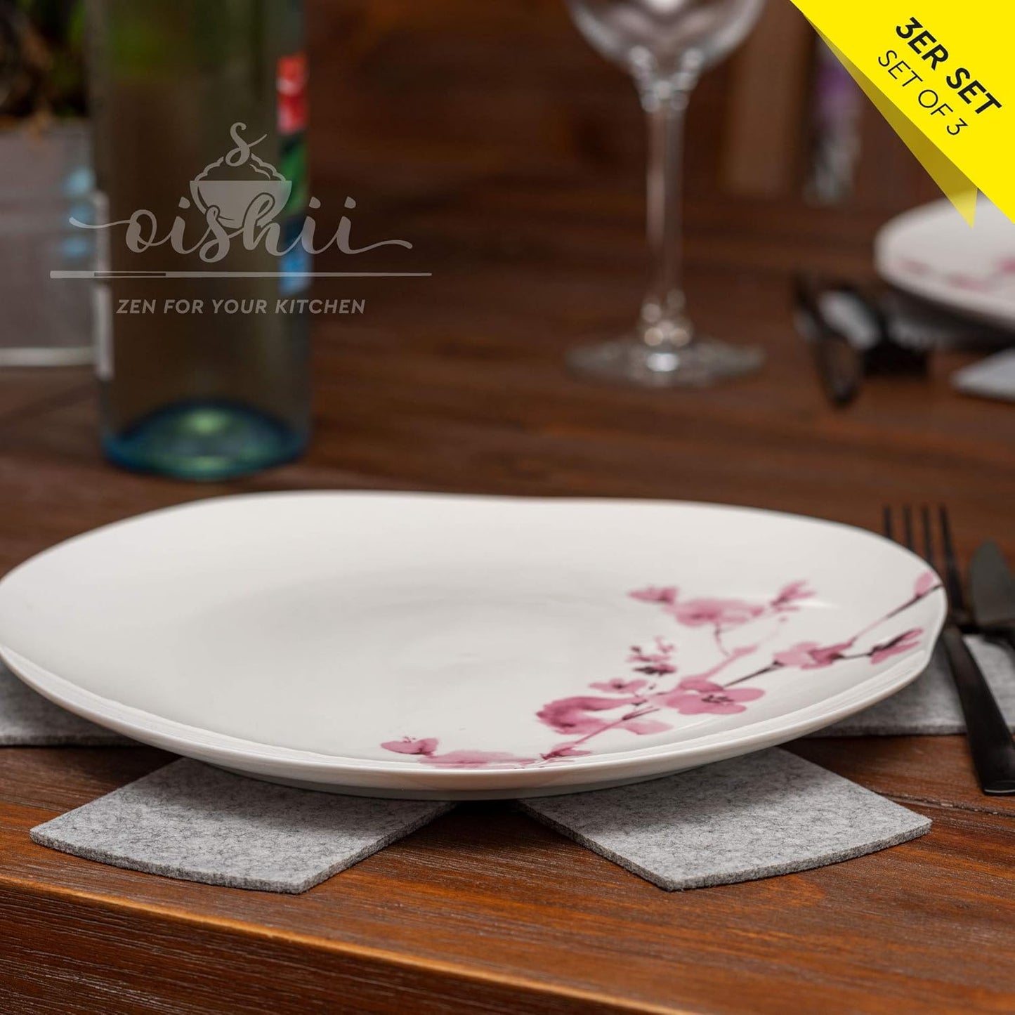 oishii GuardMaster 32 3er Set Pfannenschutz rutschfest hitzebeständig hellgrau