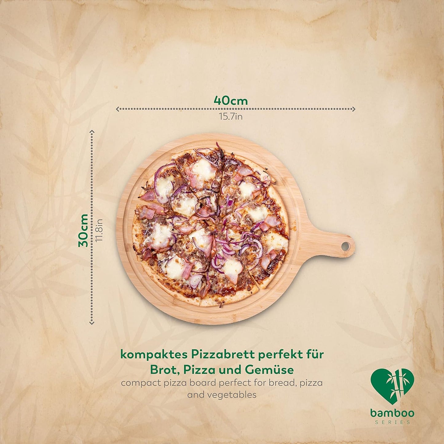 RUBBERNECK Bambus Pizzateller 40x30 cm umweltfreundlich langlebig Größe S