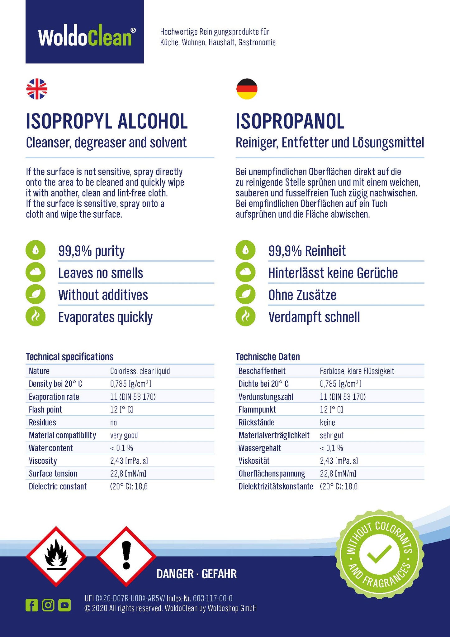 Isopropanol 99,9% Reinigungsalkohol 500ml Entfetter Alkohol Reiniger IPA