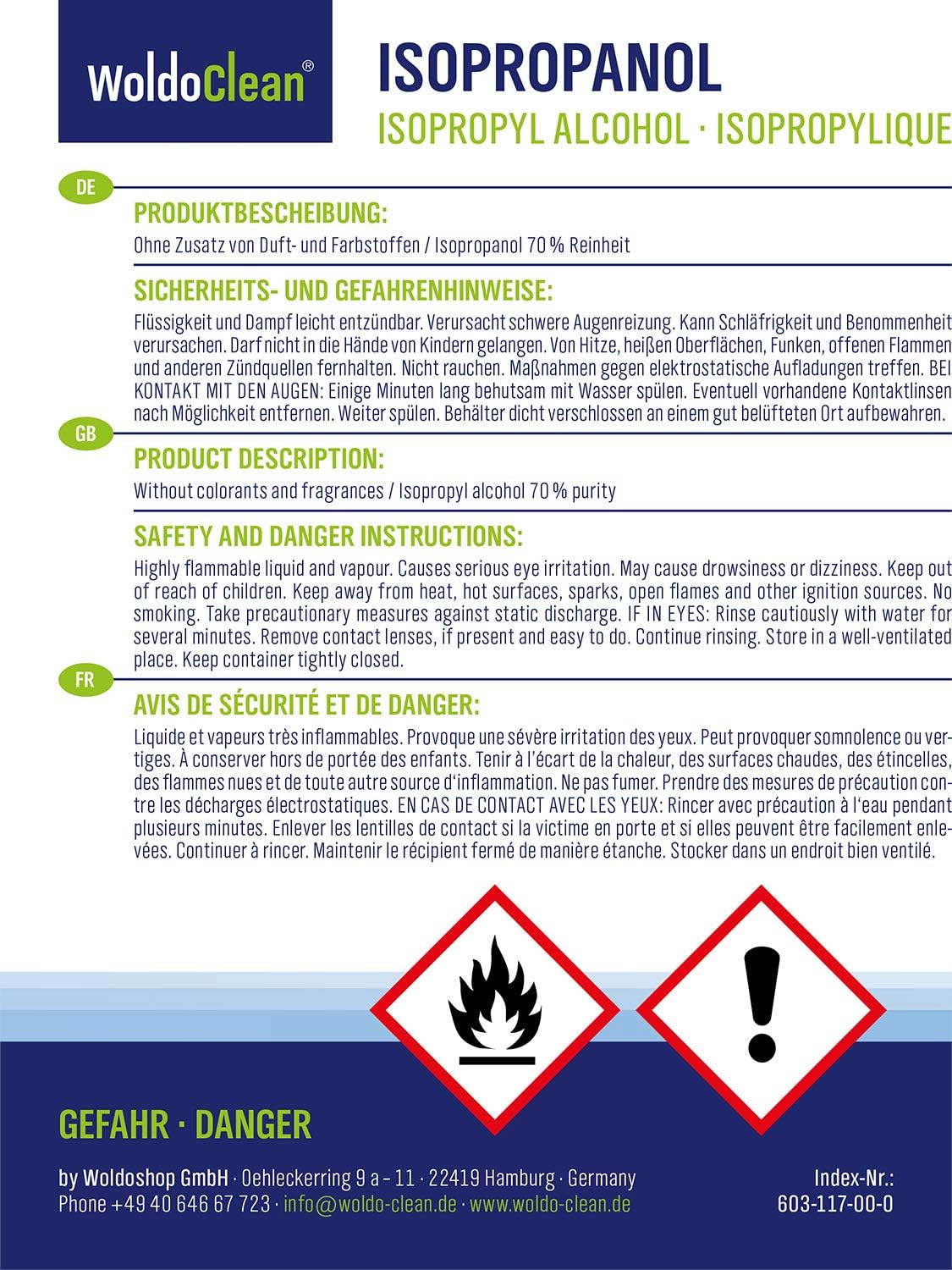 Isopropanol 70% Reinigungsalkohol 750ml Entfetter Alkoholreiniger IPA Reiniger