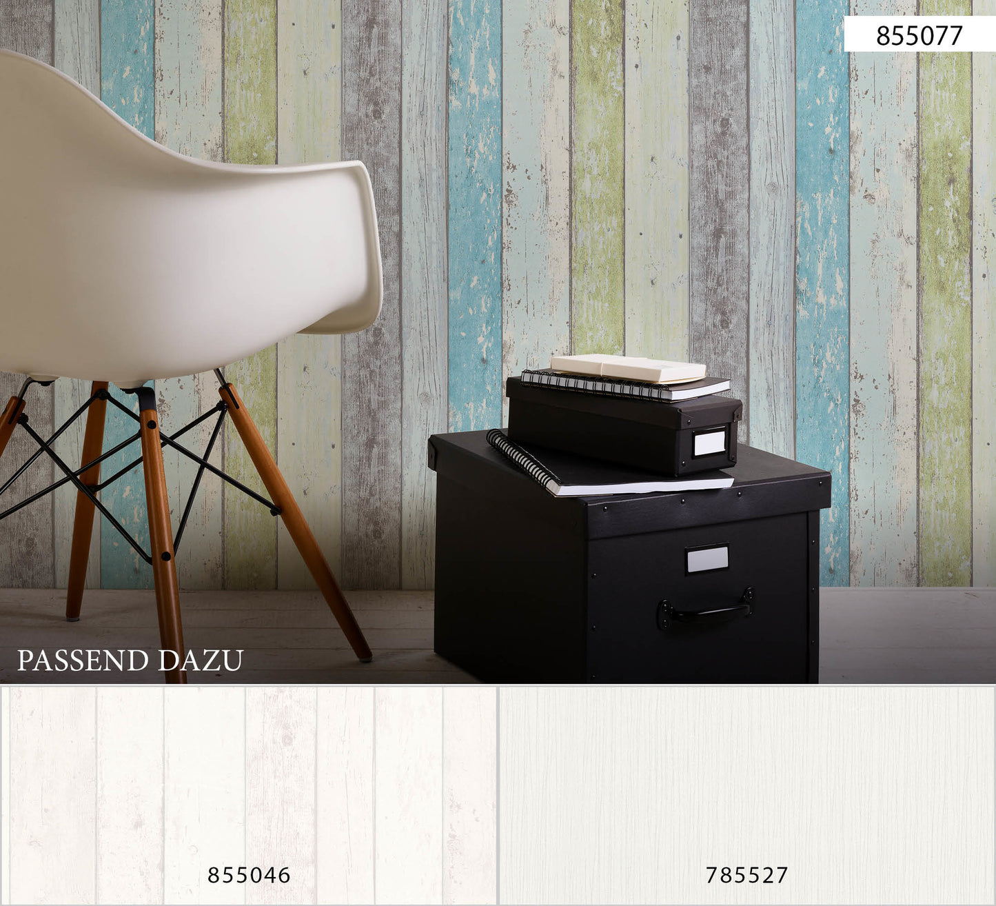 A.S. Création Holz Optik Vinyl Wand Tapete Best of Wood`n Stone Blau Streifen