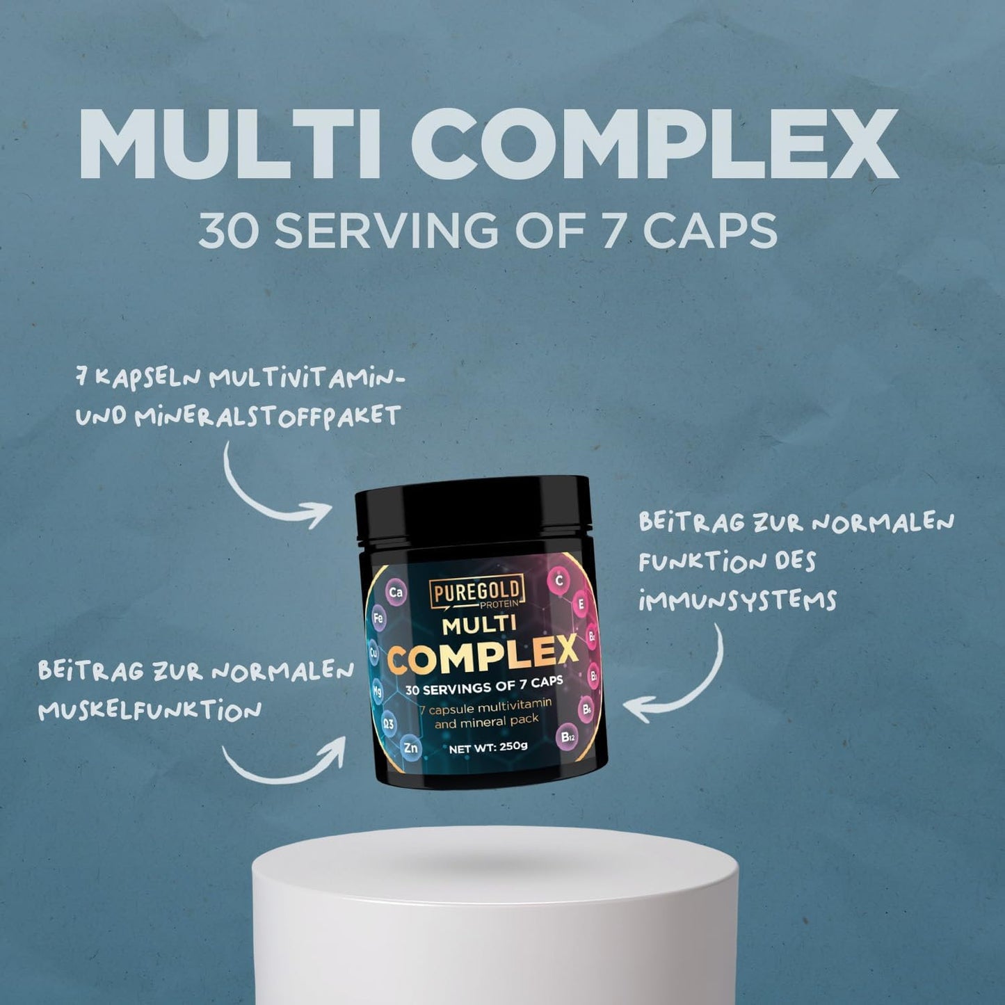Pure Gold Protein Multi Complex 250g Vitamine C Nährstoffe Kapseln Mineralstoffe