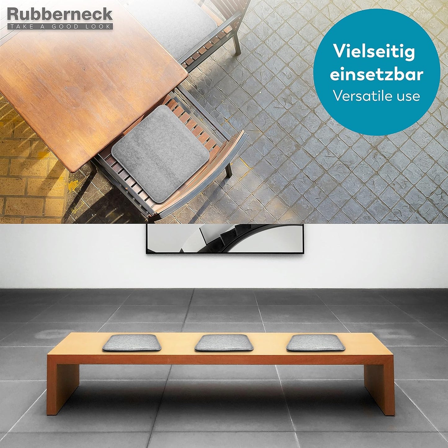 4x Rubberneck Filz Sitzkissen Stuhlkissen Filzkissen Kissen eckig hellgrau