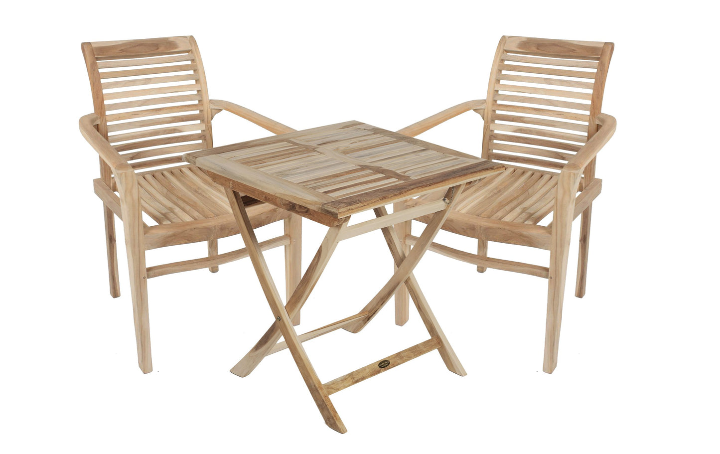 3tlg. Teak Tischgruppe Gartenmöbel Gartentisch Stuhl Garten Stapelstuhl Tisch