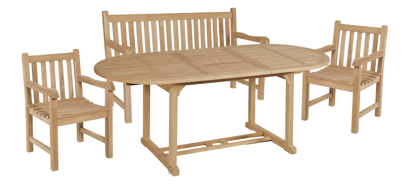 4tlg. Teak Tischgruppe Gartenmöbel Gartentisch Garten Armsessel Sessel Tisch