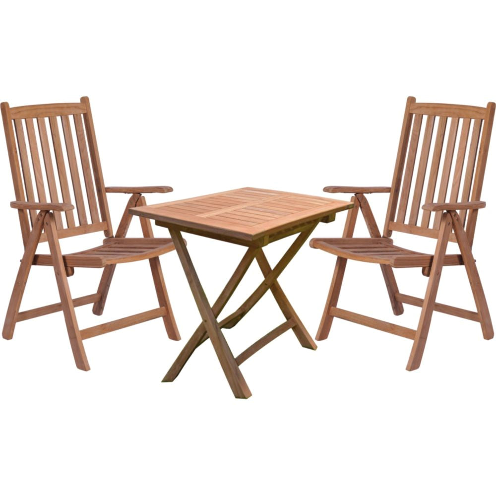 3tlg. Teak Tischgruppe Gartenmöbel Gartentisch Stuhl Garten Hochlehner Tisch